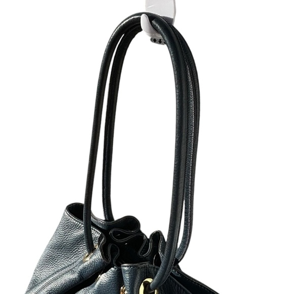 Michael Kors Navy Blue Leather Drawstring Ring Handles Satchel Shoulder Bag-Navy - Picture 11 of 15